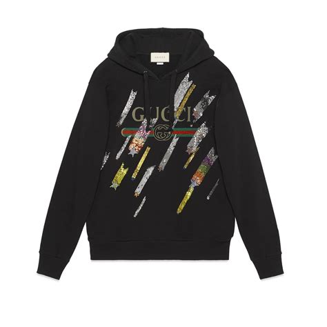 sweatshirt gucci logo and shooting stars white|gucci cropped sweatshirt.